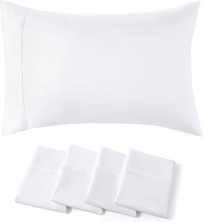 Bedsure King Size Pillow Cases Set of 4 - White Brushed Microfiber Pillowcases 4 Pack, Super Soft Pillowcase, Pillow Case Cover with Envelope Closure for Kids, Wrinkle, Fade Resistant, 20x36 Inches