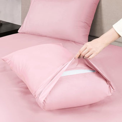 Mejoroom Full Size Sheet Set - Soft Microfiber Bed Sheets - Deep Pocket Fitted Sheet, Breathable, Wrinkle & Fade Resistant - 4 Piece (Full, Blush Pink)