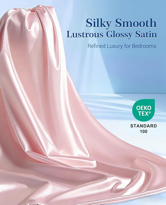 Elegear Cooling Pillow Cases for Hot Sleepers, Upgraded Arc-Chill Cooling Satin Pillowcase Q-max>0.5, Soft Silky Satin Pillowcase for Hair & Skin, Luxury Zipper Pillowcase Cover Set of 2-King,Pink