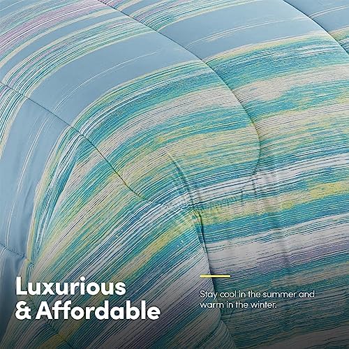Sweet Home Collection 7 Piece Comforter Set Bag Solid Color All Season Soft Down Alternative Blanket & Luxurious Microfiber Bed Sheets, Sorento, King