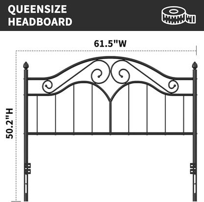 Headboard for Queen Size Bed Frame Vintage Bed Metal Headboard Only | Platform Bed Headboard,Height Adjustable,Sturdy and Stable,Easy Assembly,Black