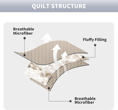 Maple&Stone Quilt Set California King Size, Lightweight Beige Bedspread Ultrasonic Chevron Pattern Light Coverlet for All Season Comforter Bedding Decor - 3 Piece Bed Cover Sets