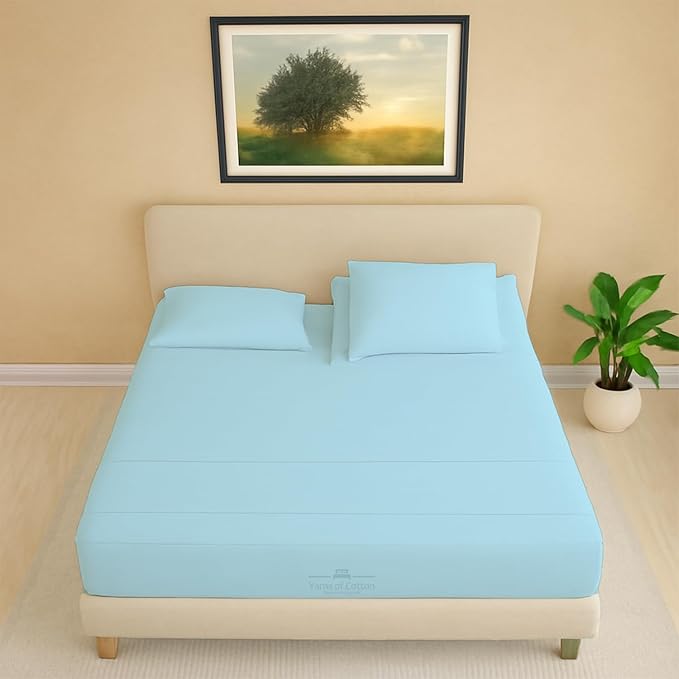 Split Head Flex 1 Qty Fitted Sheet for Adjustable Bed, Cal King 28" Split Down from Top 100% Egyptian Cotton 600 Thread Count, 18" Deep Pocket, Super Soft Wrinkle Free, Light Blue