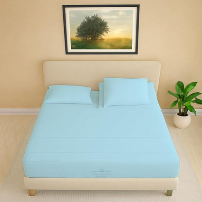 Split Head Flex 2 Qty Fitted Sheet for Adjustable Bed, King 28" Split Down from The Top, 100% Egyptian Cotton 600 Thread Count, 18" Deep Pocket, Super Soft Wrinkle Free, Light Blue
