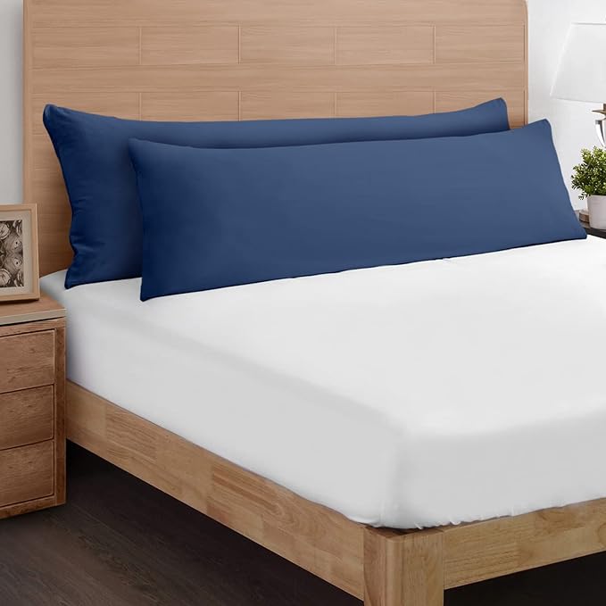 YIYEA Body Pillow Cover Set of 2, Ultra Soft 1800TC Hotel Quality Double Brushed Microfiber Body Pillow Pillowcases, Envelope Closure, Fade Resistant (20"x54", Denim)