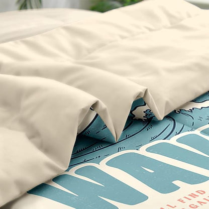 Comforter Set Twin Size, Summer Beach Surf 5 Pcs Bedding for Kids and Adults, Vintage Board Palm Bed Sheet Sets with Fitted Sheet Pillowcase & Sham for Bedroom Bed Decor