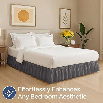 Bedskirt Full Size Ruffle - 18 inch Drop Dust Ruffle Bed Skirt with Platform - Ultra-Soft, Easy Fit, Premium Hotel Quality - Wrinkle, Fade & Shrink Resistant - For Women, Men, Kids & Teens - Dark Grey