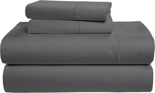 LANE LINEN 100% Egyptian Cotton Luxury Bedding Queen Sheet Set, Fade Resistant, No Pill, Naturally Cooling, Soft & Comfy Silky Smotth Sateen Weave Sheets - Charcoal Gray