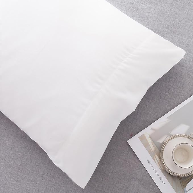 Microfiber Bed Pillowcases 2 Pack King Size, Super Soft Bed Pillow Covers Envelope Closure, Wrinkle, Fade and Stain Resistant, 20x36, White