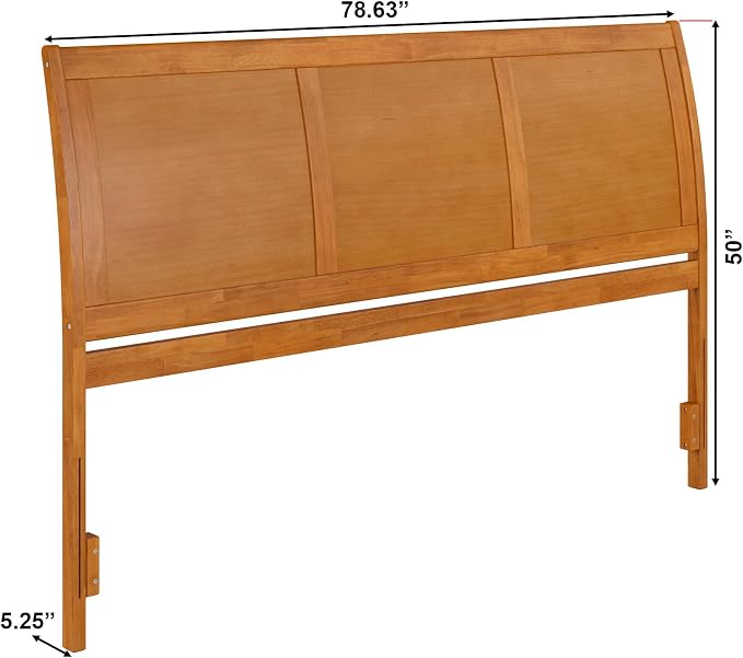 AFI, Portland King Sleigh Solid Wood Panel Headboard, Light Toffee