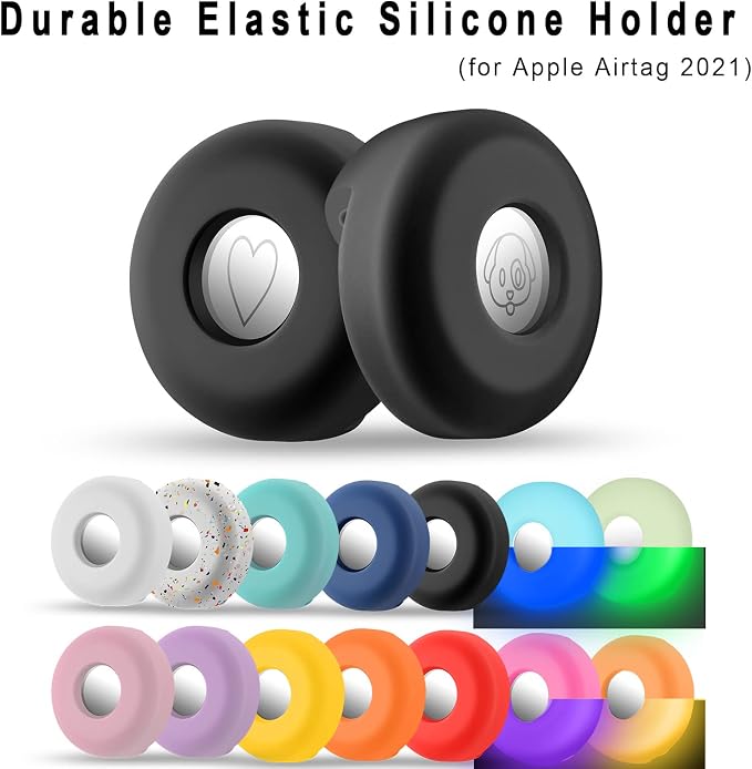 for Airtag Holder for Dog Collar, Cibaabo Silicone Air Tag Case Cover | for 0.8-1.2inch Pet Collar | doesn't dangle | Compact | Easy Installation | Compatible with Apple Airtags