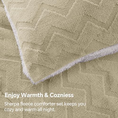BEDELITE Fluffy Sherpa Twin Comforter Set,Linen