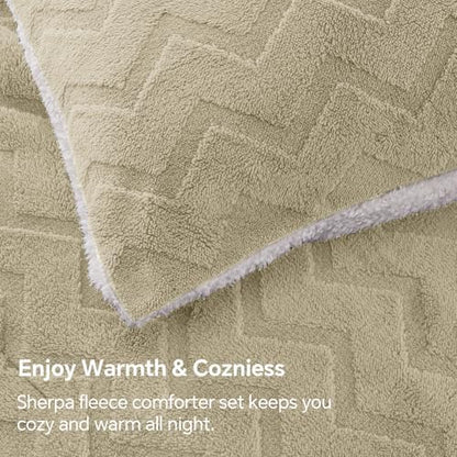 BEDELITE Fluffy Sherpa Twin Comforter Set,Linen