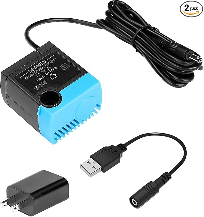 SP-400LV Cat Water Fountain Pump, Cat Fountain USB Replacement Pump with Adapter Compatible with Ceramic, Butterfly, Seaside, Stainless Steel, 360 Plastic Pet Water Fountain