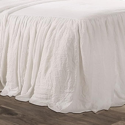 Lush Decor Ruffle Skirt Bedspread Set - 2-Piece Luxurious Farmhouse Bedding - Elegant Ruffle Detail - Timeless Style - Soft Lightweight Sheets - Twin, Neutral