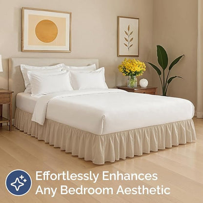 Bedskirt King Size Ruffle - 12 inch Drop Dust Ruffle Bed Skirt with Platform - Ultra-Soft, Easy Fit, Premium Hotel Quality - Wrinkle, Fade & Shrink Resistant - for Women, Men, Kids and Teens - Cream