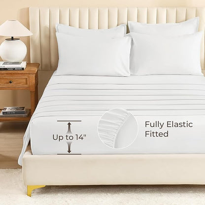 Litanika Comforter Full Size Set White - 7 Pieces Bed in a Bag Full Bedding Comforter Sets, Plain Lightweight Bed Set with Comforter, Sheets, Pillowcases & Shams