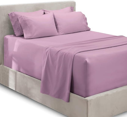 Hearth & Harbor Extra Deep Pocket King Size Sets - Fits Mattress 18-24 Inches Deep - Extra Deep Pocket Sheets - 6 Piece King Size - King - Lavender Dream