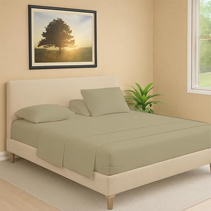 Split Head Flex 1 Qty Fitted Sheet for Adjustable Bed, Cal King 28" Split Down from The Top, 100% Egyptian Cotton 600 Thread Count, 18" Deep Pocket, Super Soft Wrinkle Free, Beige