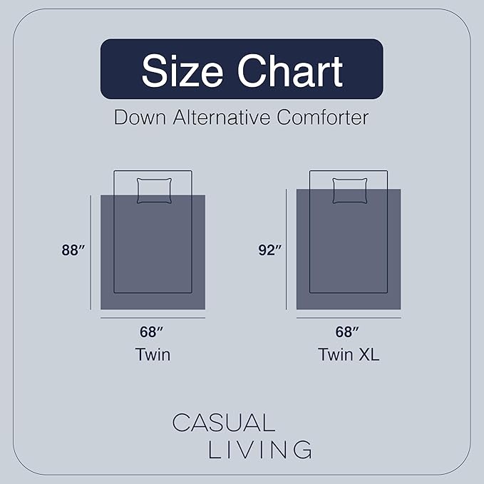 Casual Living Duvet Insert Twin Comforter Cooling Blanket Lightweight Hypoallergenic Reversible White Comforter with Box Stitching Fluffy Bedding Down Alternative Machine Washable, Twin, White