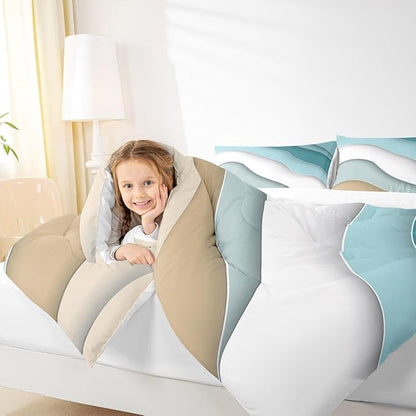 Abstract Ombre Comforter Set Ocean Waves Bedding Set Decor Blue Sea and Beach Quilt Set Tropical Summer Contemporary Duvet Insert Teens Kids Adults Room Decor 2pcs Twin Size