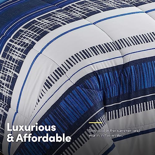 Sweet Home Collection 7 Piece Comforter Set Bag Solid Color All Season Soft Down Alternative Blanket & Luxurious Microfiber Bed Sheets, Mediterranean, Queen