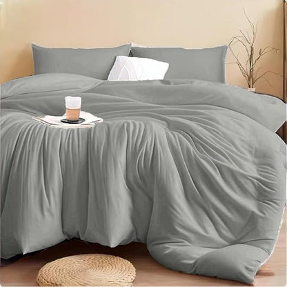 SDIII 3PCS Gray Comforter Set Full, Soft and Breathable Microfiber Lightweight Comforter Full Grey, Hotel Luxury Grey Bedding Set All Season