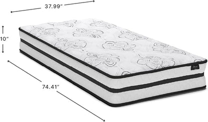 Signature Design by Ashley Twin Size Chime 10 Inch Medium Firm Hybrid Mattress with Cooling Gel Memory Foam for Pressure Relief, Fiberglass Free, Mattress In A Box