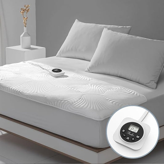 Foot Queen Size Electric Heated Mattress Pad - Foot Warmer for Bed with Memory & Preheat Functions, 12 Heat Settings Single Control for 1-12 Hours Auto Off, Lighted Button