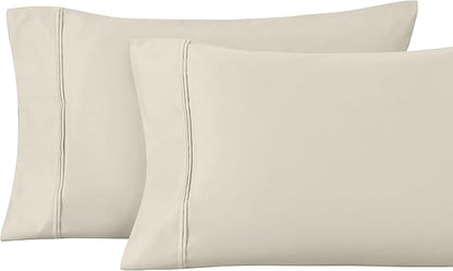 Superior 1200 Thread Count 100% Egyptian Cotton, Soft and Breathable, 2-Piece King Pillowcase Set Solid, Ivory