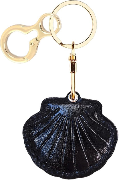 Leather Keychain Holder Case Compatible with AirTag,Cute Protective Bright Cover with Keyring,Anti-Scratch Finder GPS Tracker Case for Wallet Keys,Bag,Pets,Backpack(Black)