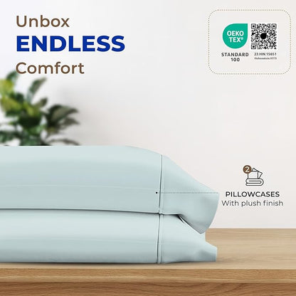 Thread Spread 100% Egyptian Cotton King Size Pillow Cases Set of 2 - Luxury 1000 Series Paradise Collection Pillow Cases King Size (Sea Foam), Soft Cooling Hotel Egyptian Cotton Pillowcases