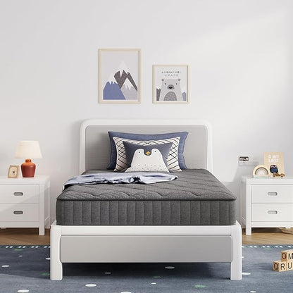Avenco Twin Mattress, 8 Inch Twin Size Mattress in a Box, Medium Firm Hybrid Mattresses with Smarts™ Coil and Gel Memory Foam for Cool Night Sleep & Pressure Relief, CertiPUR-US Certified