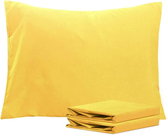 NTBAY Standard Pillowcase Set - 2 Pack Brushed Microfiber 20x26 Pillowcases - Soft, Wrinkle-Free, Fade-Resistant, Stain-Resistant, Yellow Pillowcases with Envelope Closure - 20x26 Inches, Yellow