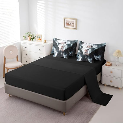 Erosebridal Anime Girl Bedding Sets 7 Piece Full Size, Kawaii Japanese Anime Comforter Set for Kids Boys Teens Adult, Cartoon Girl Bed in A Bag Japan Animation Sheet Set, Machine Washable