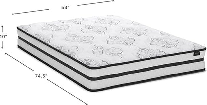Signature Design by Ashley Full Size Chime 10 Inch Medium Firm Hybrid Mattress with Cooling Gel Memory Foam for Pressure Relief, Fiberglass Free, Mattress In A Box