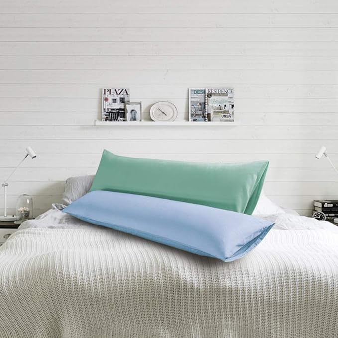 FLXXIE Body Pillow Cover - Super Soft Microfiber 20x54 Body Pillow Case - Envelope Closure, Wrinkle, Stain Resistant 20x54 Long Pillowcase, Sea Green