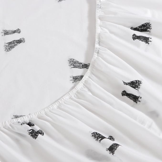 Eddie Bauer - Queen Sheets, Cotton Percale Bedding Set, Crisp & Cool Home Decor (Labrador Fields White, Queen)