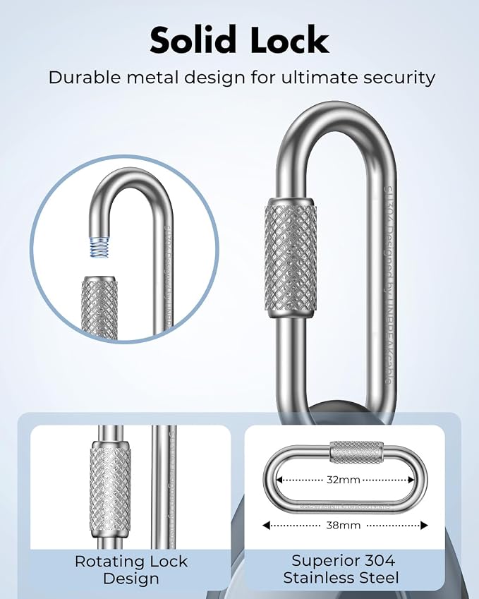 UNBREAKcable for AirTag Holder Case with Professional Carabiner, 4 Pack | Waterproof, Shockproof, Hold Securely, Easy to Install, Protective AirTag Keychain for Keys, Pets, Luggage-Black