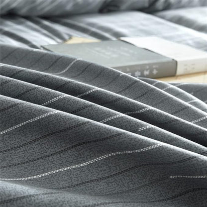 VM VOUGEMARKET Grey Stripes Duvet Cover King Modern Men Bedding Set with 2 Pillow Shams -100% Cotton Reversible Luxury Boys Comforter Cover with Zipper Closure 104X90 Inch