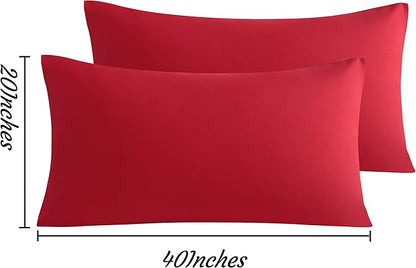 NTBAY King Pillow Cases Set of 2, 2 Pack Brushed Microfiber 20x40 Pillow Cases, Soft, Wrinkle, Fade, Stain Resistant Red Pillow Cases with Envelope Closure, 20x40 Inches, Red