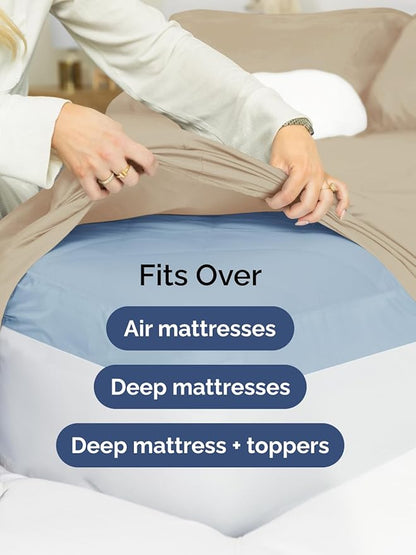 Extra Deep Queen Sheet Set - 6 Piece Breathable and Cooling Sheets - Hotel Luxury Bedding for Women, Men, Kids & Teens - Easy & Secure Fit - Soft, Wrinkle Free and Comfy - Extra Deep Pockets - Cream
