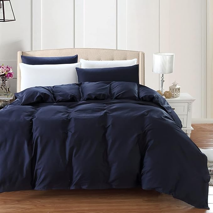 KAREVER Navy Comforter Set Twin Bedding Set Girls Bed Comforter Set Breathable Blanket Teens Dark Navy Lightweight Quilts Set Twin Size All