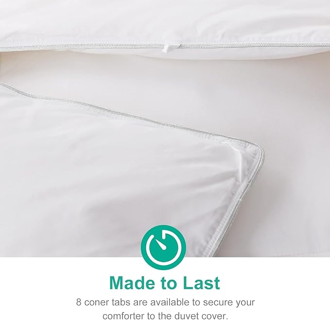 APSMILE All Season Down Feather Fibers Comforter King Size - Ultra-Soft High Fill-Power Hotel Collection Duvet Insert, Fluffy Medium Warm Quilt Comforter with Corner Tabs(106x90, White)