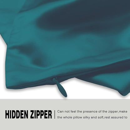 Mulberry Silk Pillowcase for Hair and Skin Standard Size 20"X 26" Pillow Case with Hidden Zipper Soft Breathable Smooth Cooling Silk Pillow Covers for Sleeping (Teal,Standard,1Pcs)