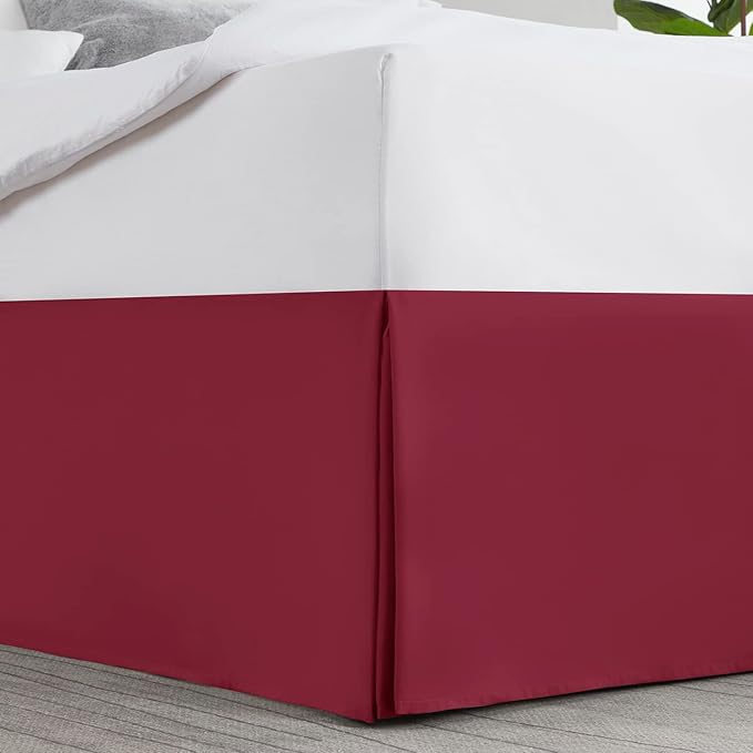 Nestl Red Heaven Twin XL Bed Skirt - Twin XL Size Bed Skirt 14 Inch Drop - Brushed Microfiber Bed Skirts - Hotel Quality Pleated Bed Skirt - Shrinkage & Fade Resistant