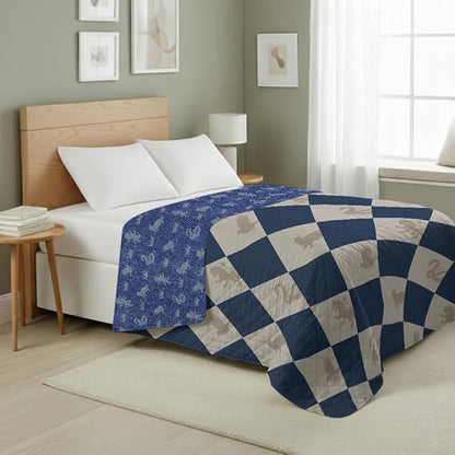 Harry Potter Herald Call Full/Queen Quilted Throw Blanket Adults Boys Girls, Soft Lightweight Bedding for Bed, or Couch, 90 x 90 inches