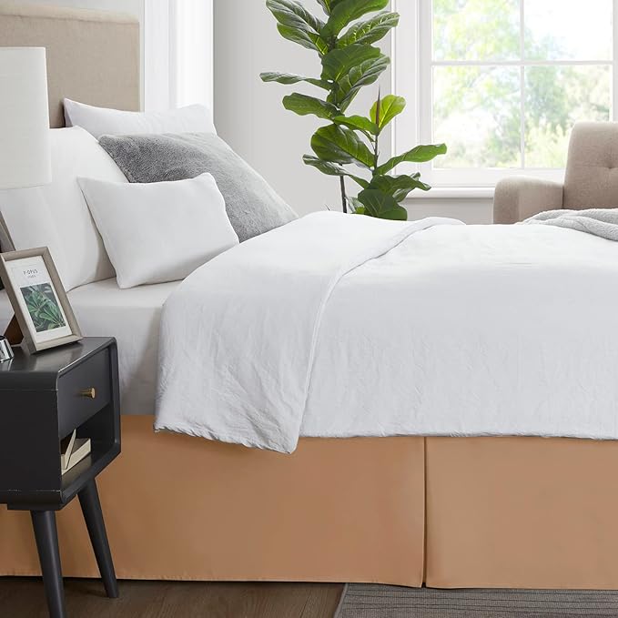 Nestl Light Brown Twin Bed Skirt - Twin Size Bed Skirt 14 Inch Drop - Brushed Microfiber Bed Skirts - Hotel Quality Pleated Bed Skirt - Shrinkage & Fade Resistant