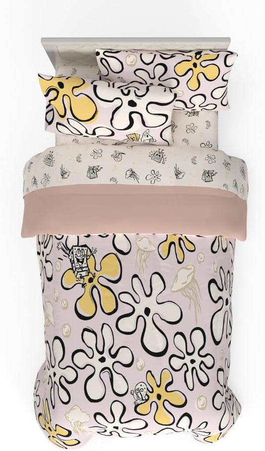 Collectibles Spongebob Squarepants Jellyfish Recycled Bedding 4 Piece Super Soft Reversible Comforter and Sheet Set, Twin, (100% Official Licensed Product) by Franco
