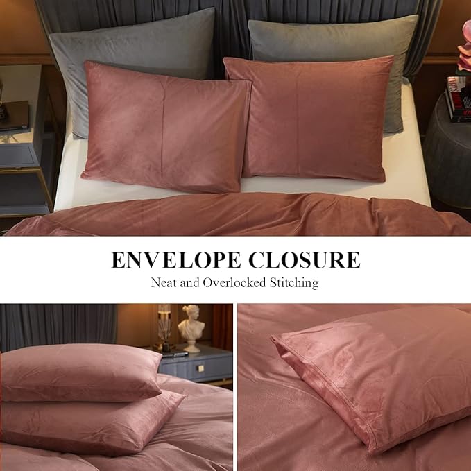 Ivellow Velvet Duvet Cover Queen Size 3 Pcs Flannel Blush Pink Duvet Cover Queen Velvet Comforter Cover Bedding Set Ultra Soft Cozy Solid Luxury Velour Duvet Cover Set Zipper Closure Corner Ties